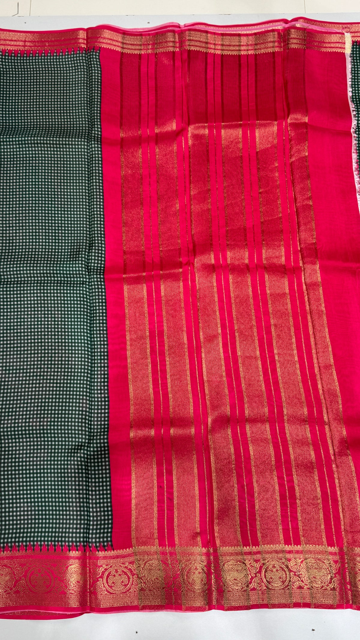 Checks Semi Mysore Silk Saree