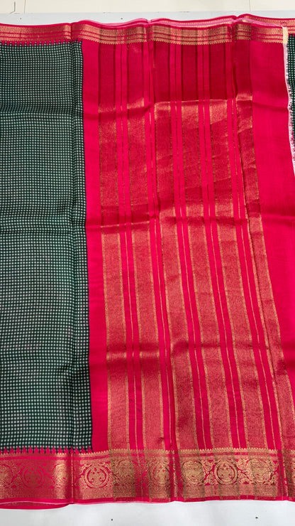 Checks Semi Mysore Silk Saree