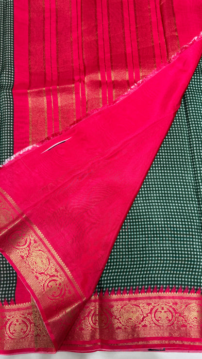 Checks Semi Mysore Silk Saree