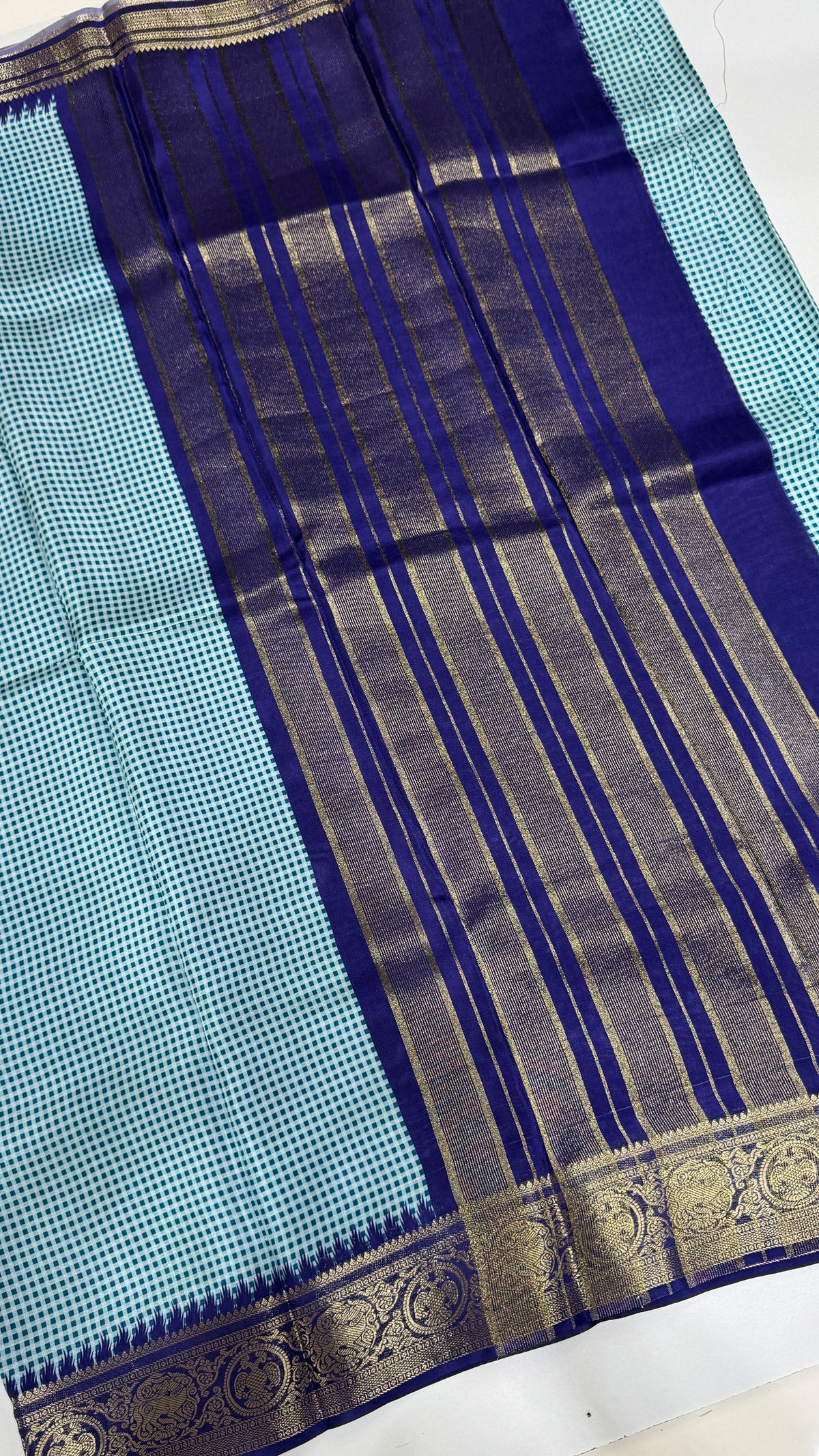 Checks Semi Mysore Silk Saree