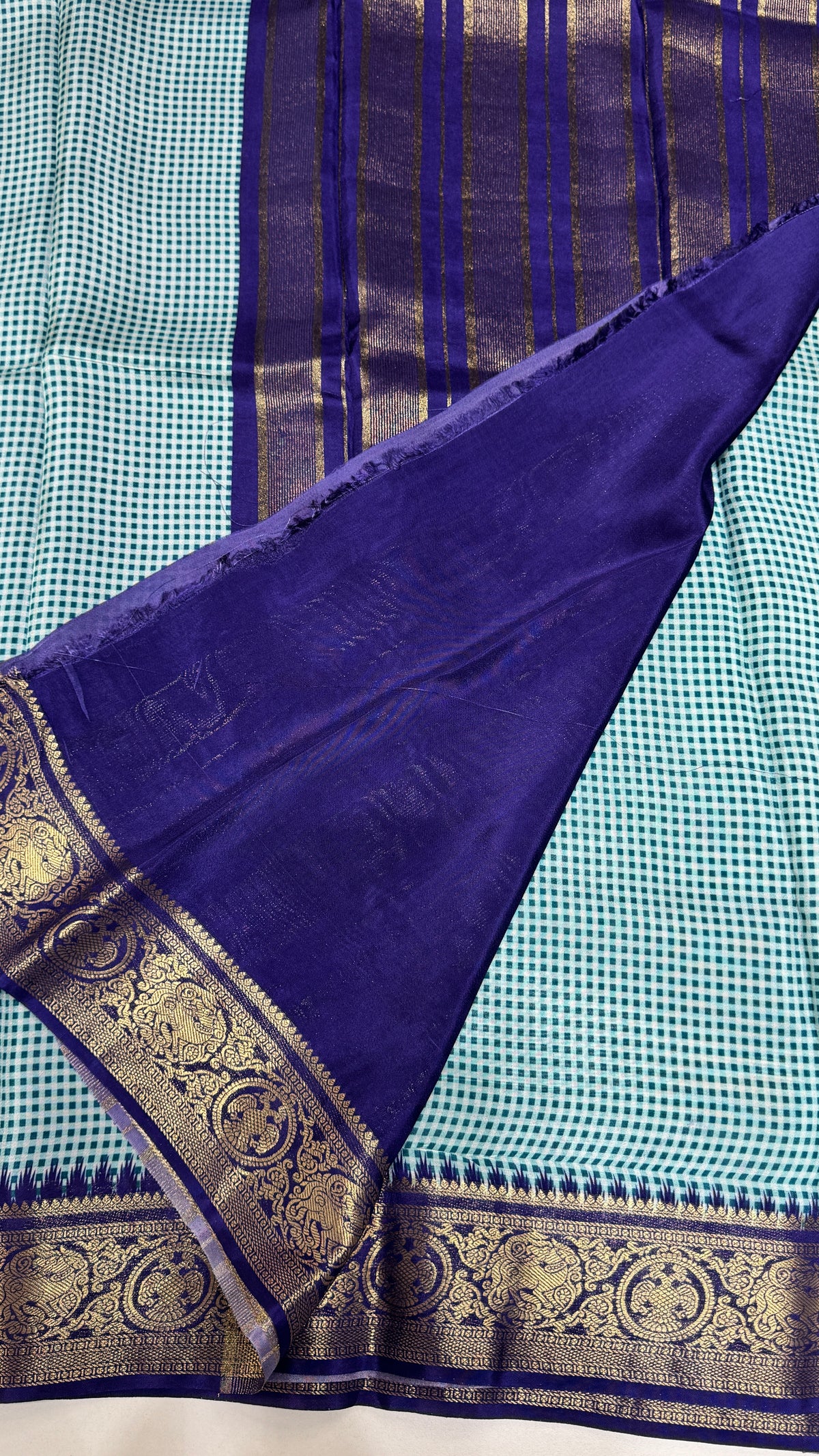 Checks Semi Mysore Silk Saree