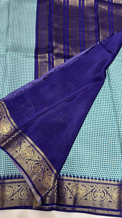 Checks Semi Mysore Silk Saree