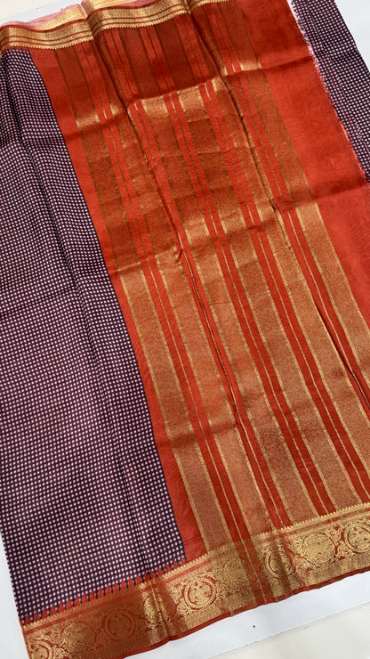Checks Semi Mysore Silk Saree