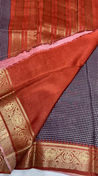 Checks Semi Mysore Silk Saree
