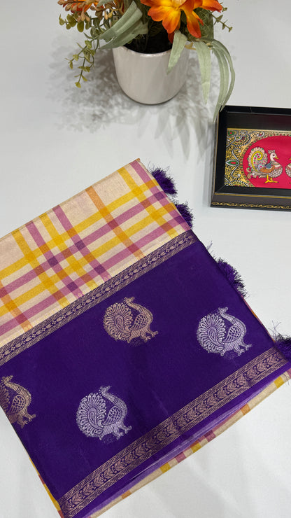 Checks Banaras Tissue Silk Saree