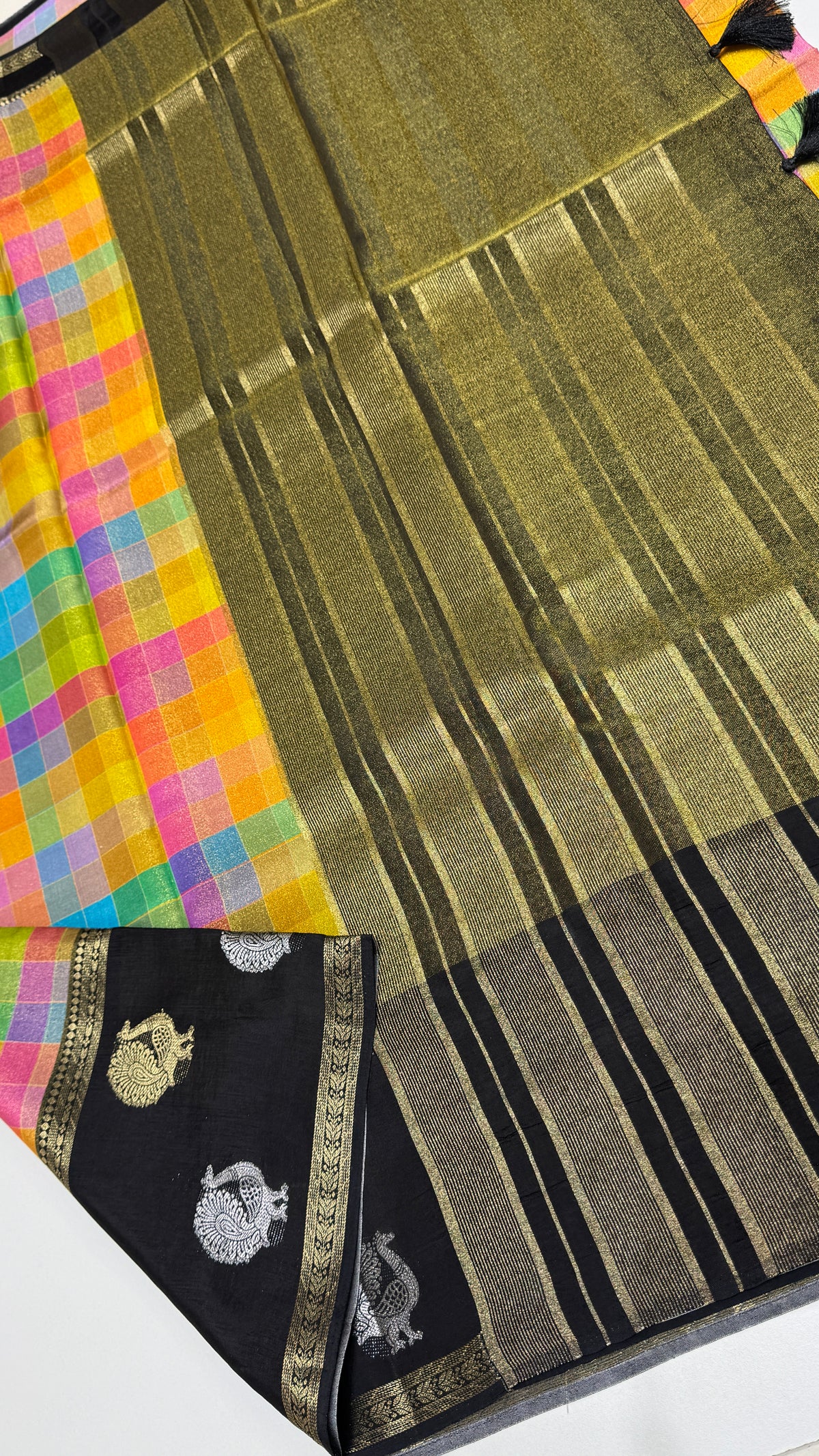 Checks Banaras Tissue Silk Saree