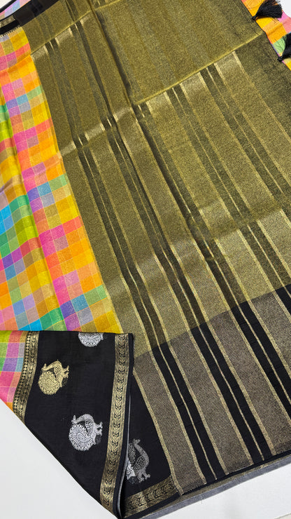 Checks Banaras Tissue Silk Saree