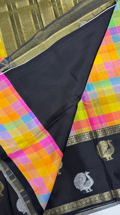Checks Banaras Tissue Silk Saree