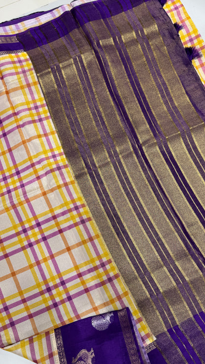 Checks Banaras Tissue Silk Saree