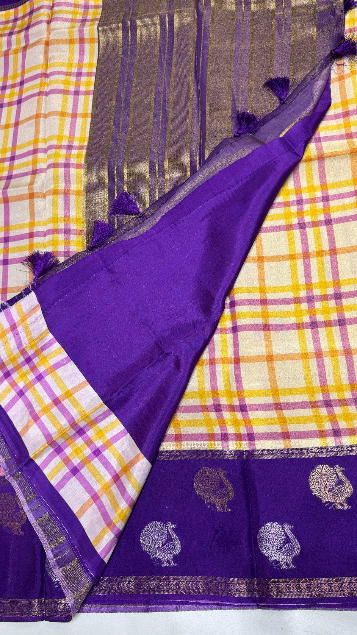 Checks Banaras Tissue Silk Saree