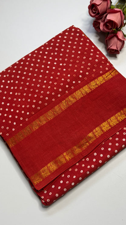 Hand Blocked Sugundi Saree