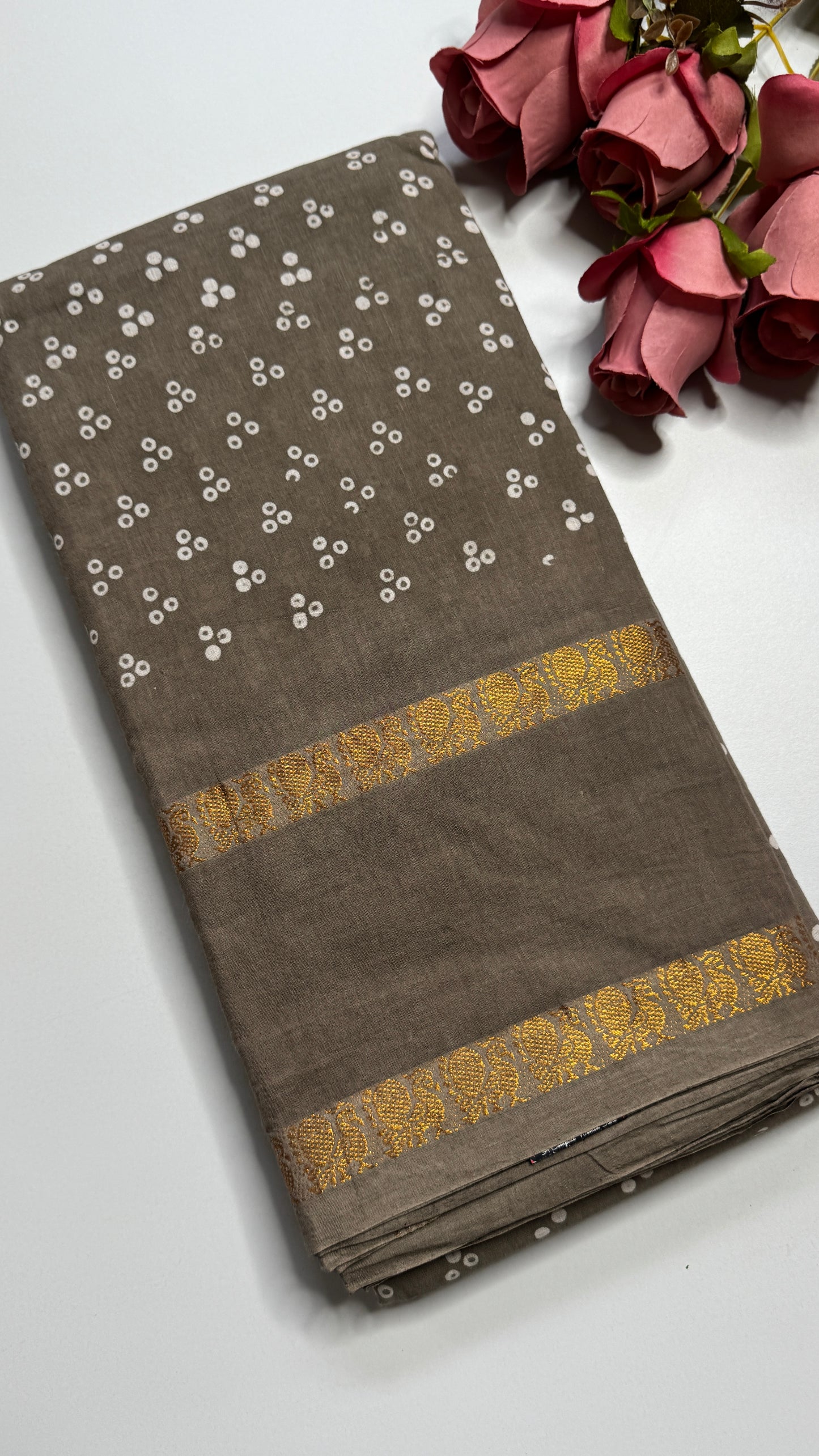 Hand Blocked Sugundi Saree