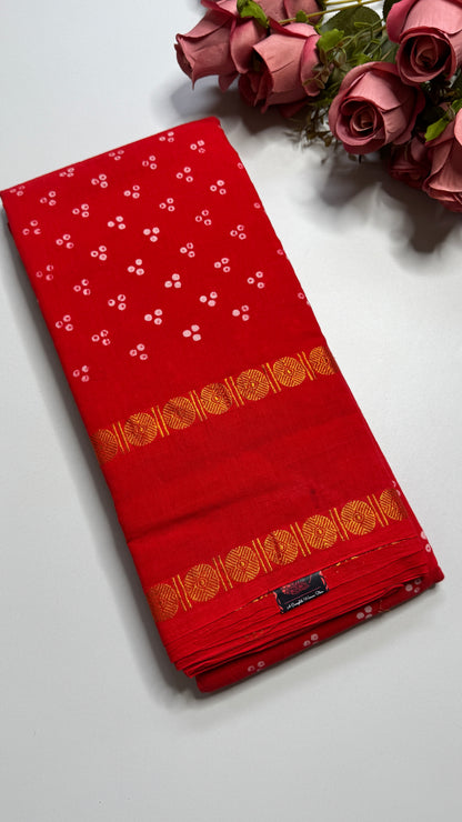 Hand Blocked Sugundi Saree
