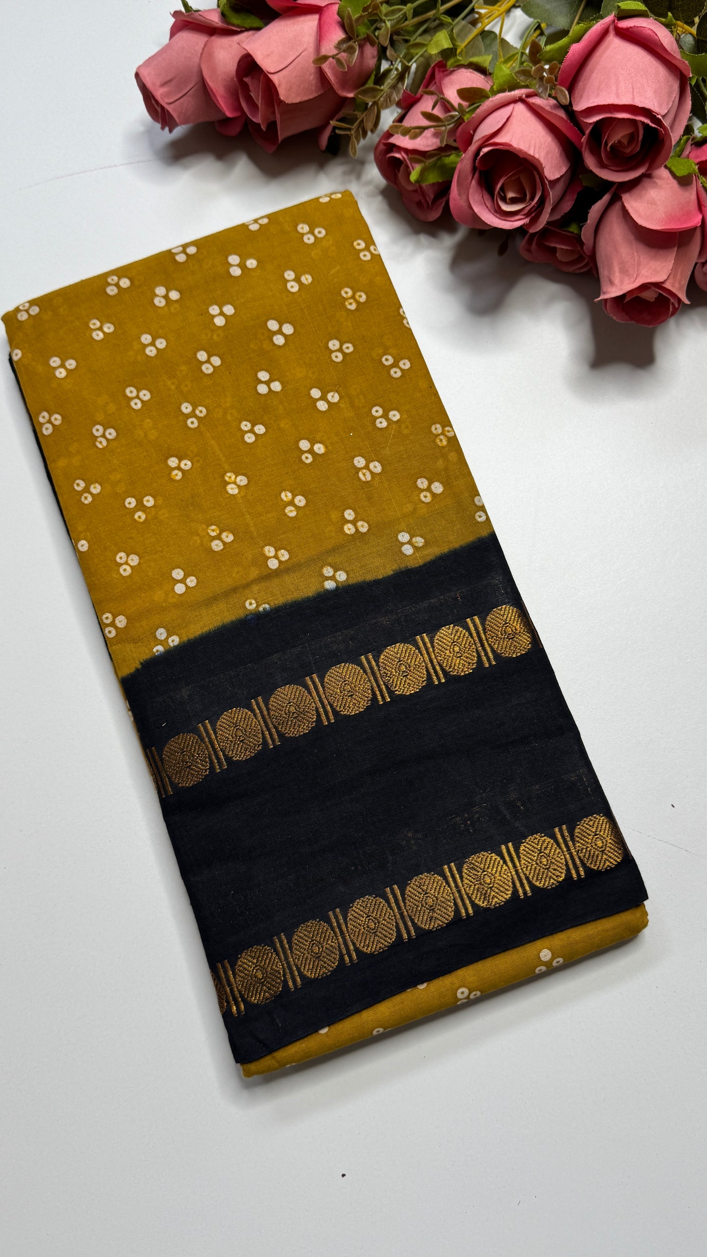 Hand Blocked Sugundi Saree