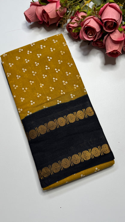 Hand Blocked Sugundi Saree