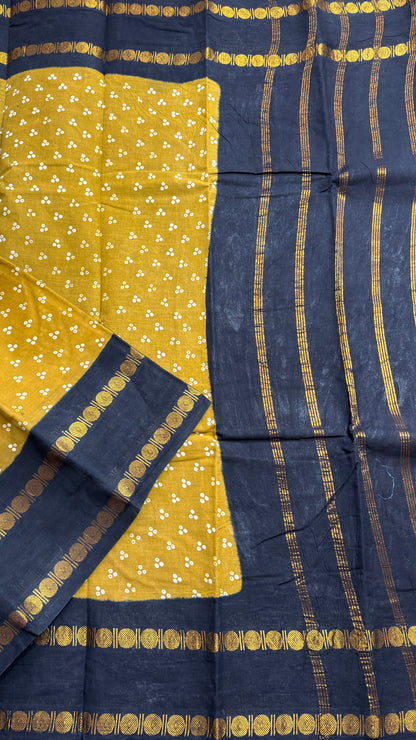 Hand Blocked Sugundi Saree