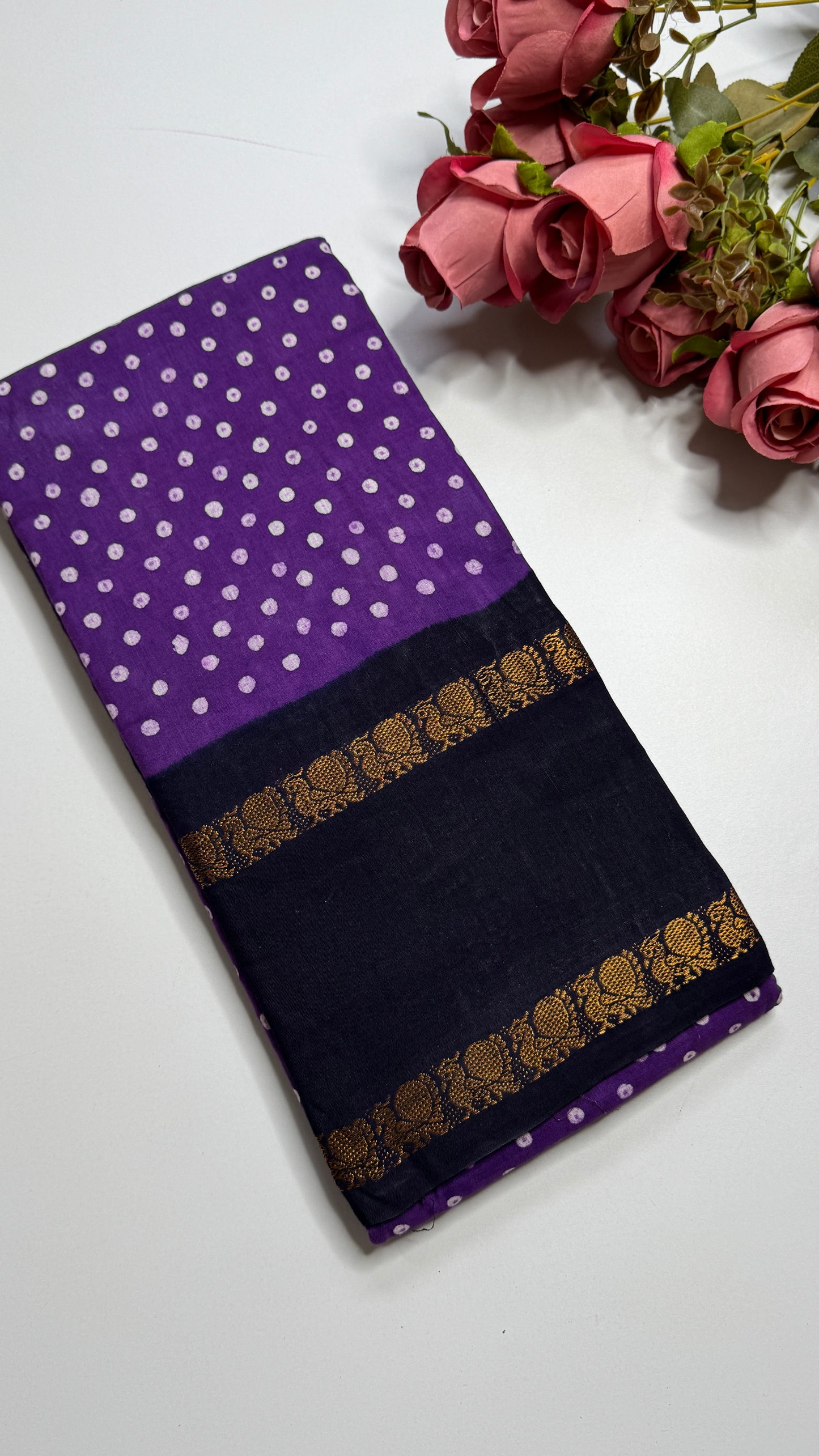 Hand Blocked Sugundi Saree