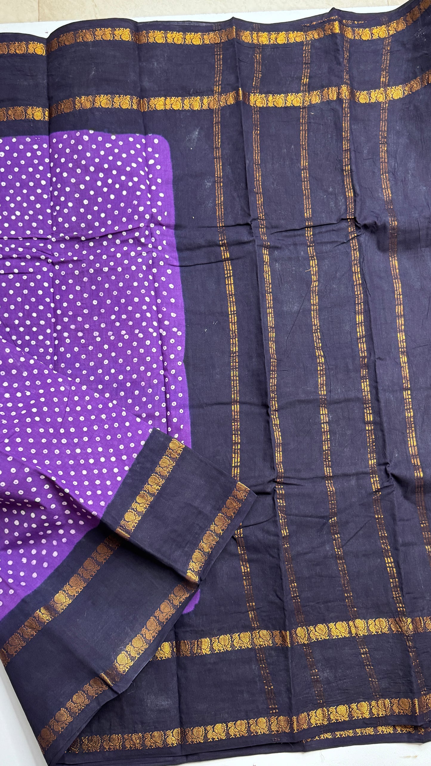 Hand Blocked Sugundi Saree