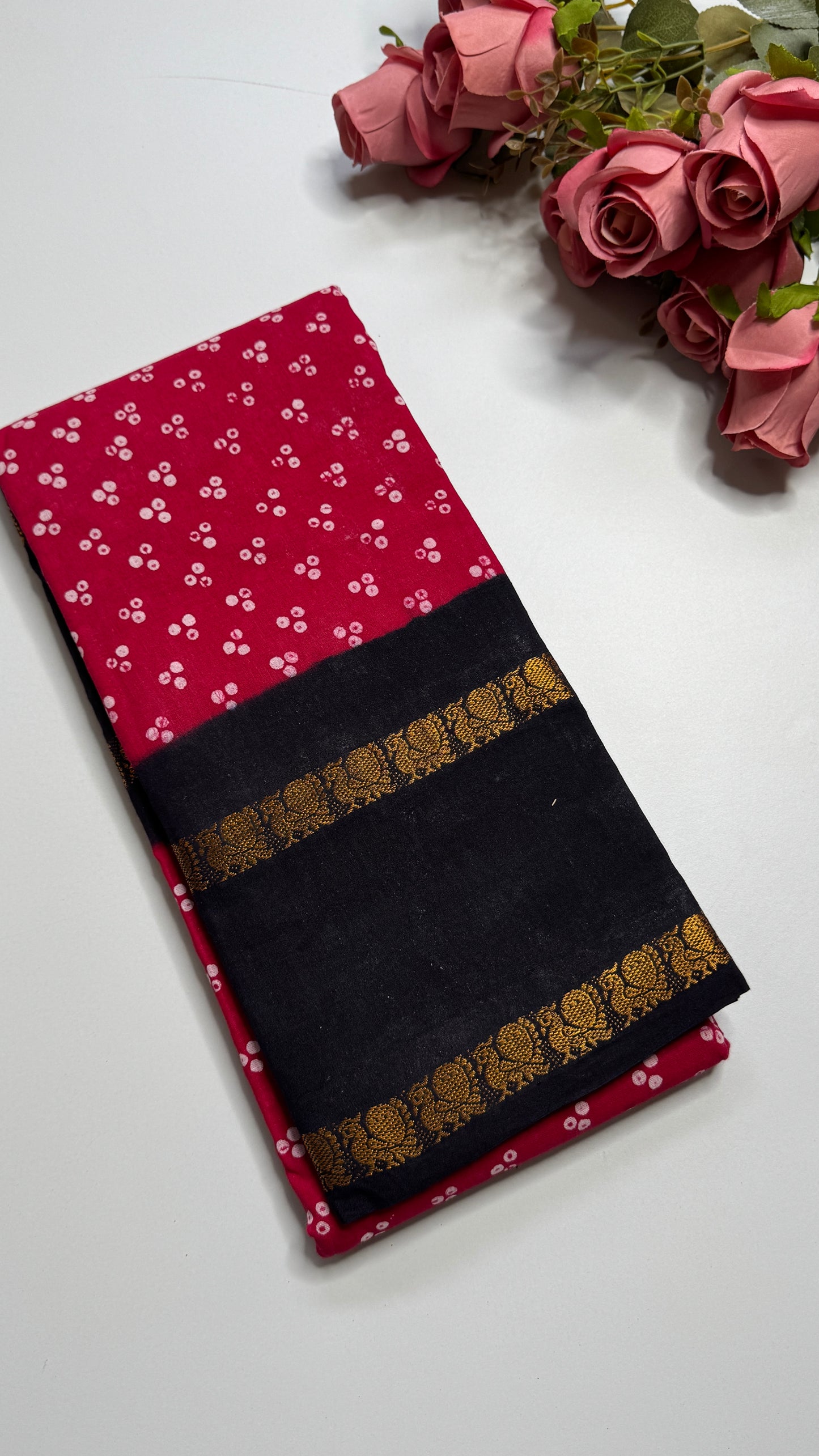 Hand Blocked Sugundi Saree