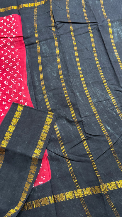 Hand Blocked Sugundi Saree
