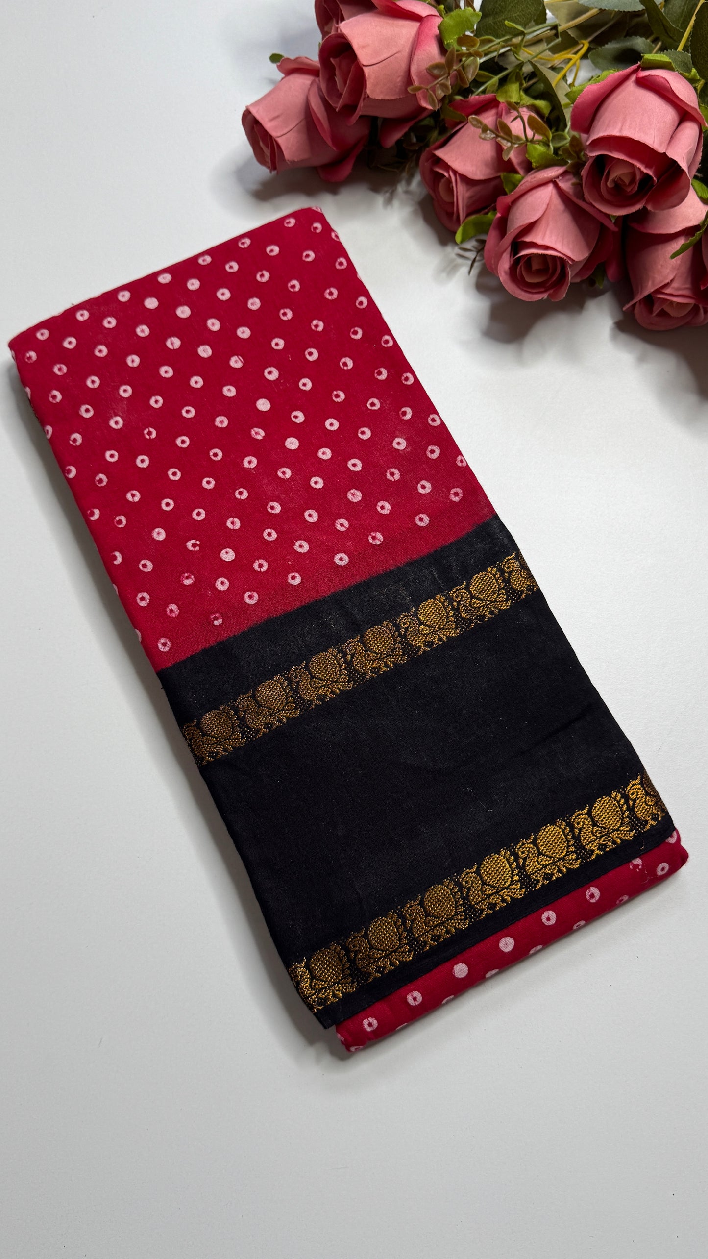 Hand Blocked Sugundi Saree