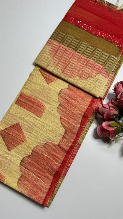 Rangkat Pattern Semi Tussar Saree