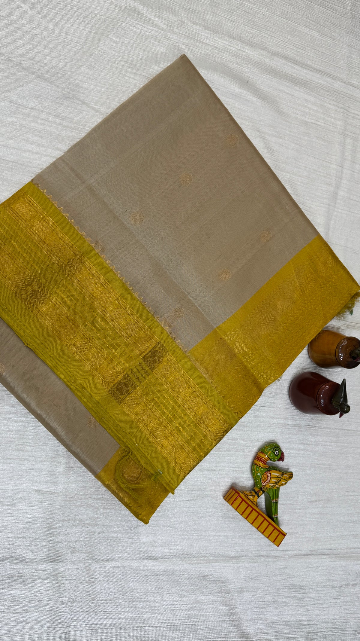 Butta Pure Silk Cotton Saree with Korvai Border
