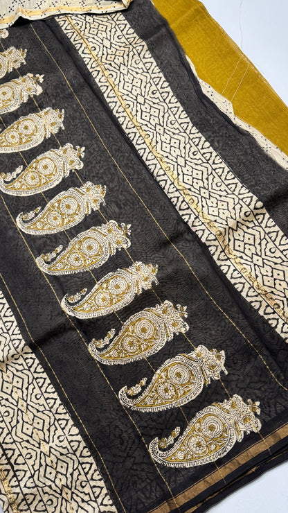 Block Printed Chanderi Silk Saree