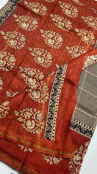 Block Printed Chanderi Silk Saree