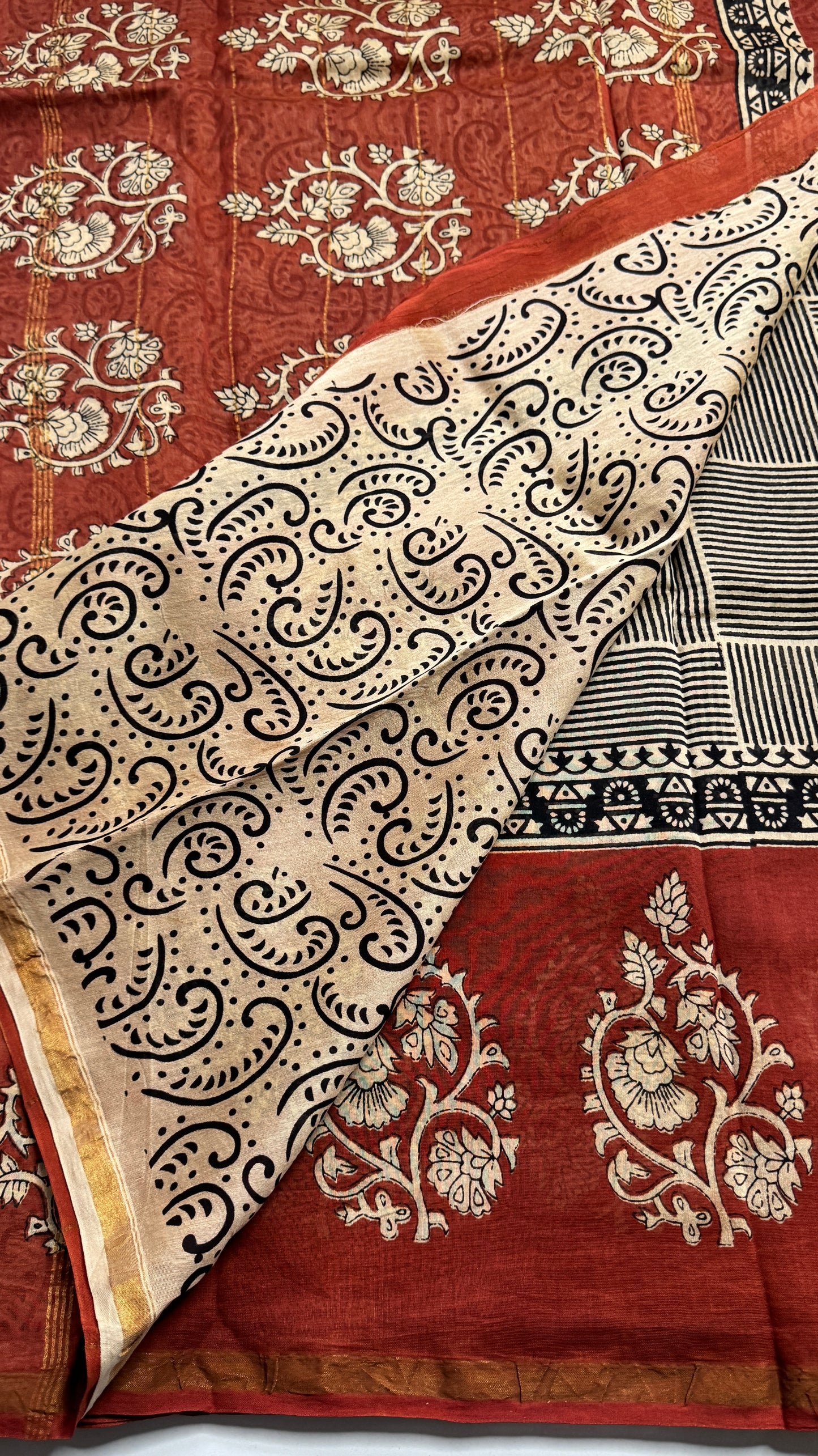 Block Printed Chanderi Silk Saree