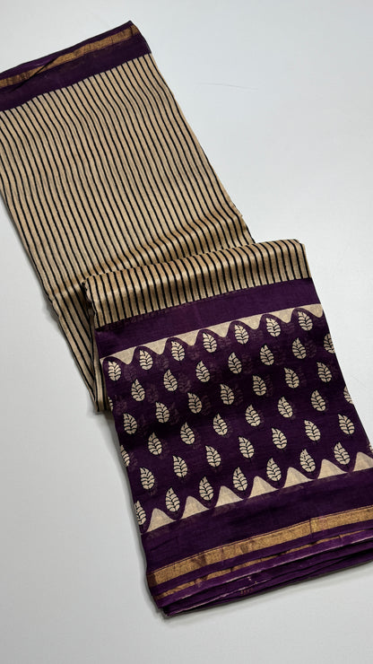 Block Printed Chanderi Silk Saree