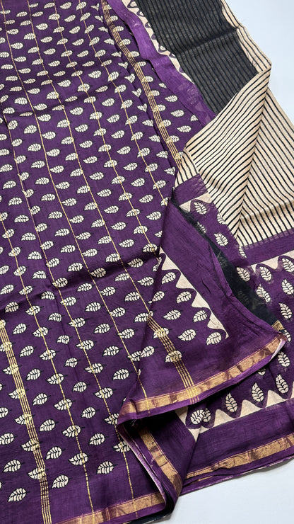 Block Printed Chanderi Silk Saree