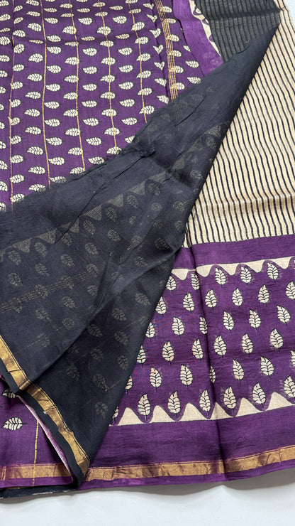 Block Printed Chanderi Silk Saree