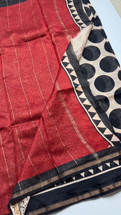 Block Printed Chanderi Silk Saree