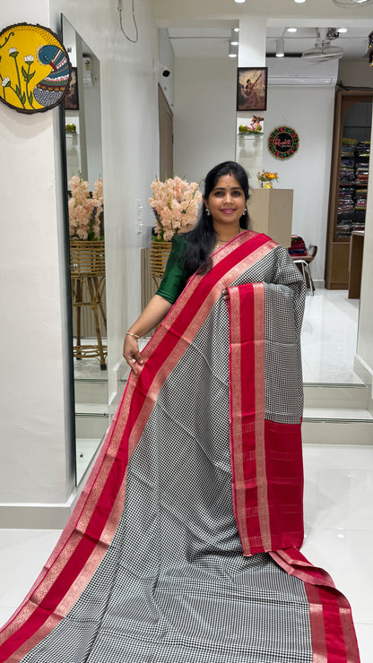 Semi Mysore Silk Saree with Gap Border