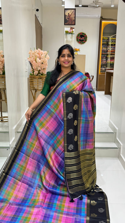 Checks Banaras Tissue Silk Saree