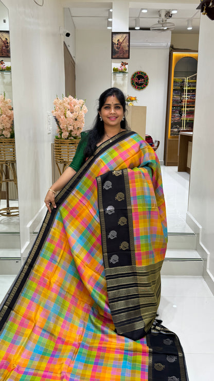 Checks Banaras Tissue Silk Saree