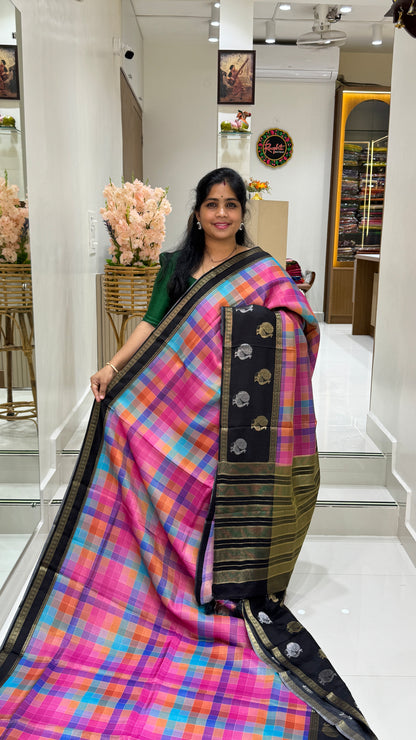 Checks Banaras Tissue Silk Saree