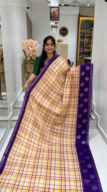 Checks Banaras Tissue Silk Saree