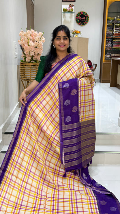 Checks Banaras Tissue Silk Saree