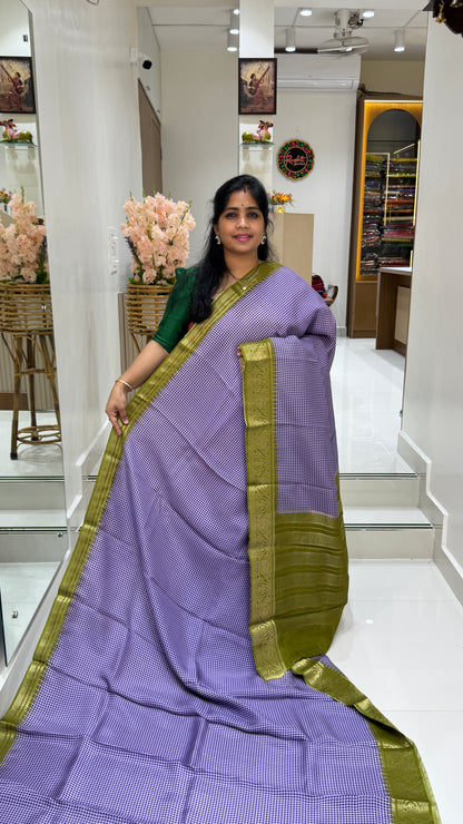 Checks Semi Mysore Silk Saree