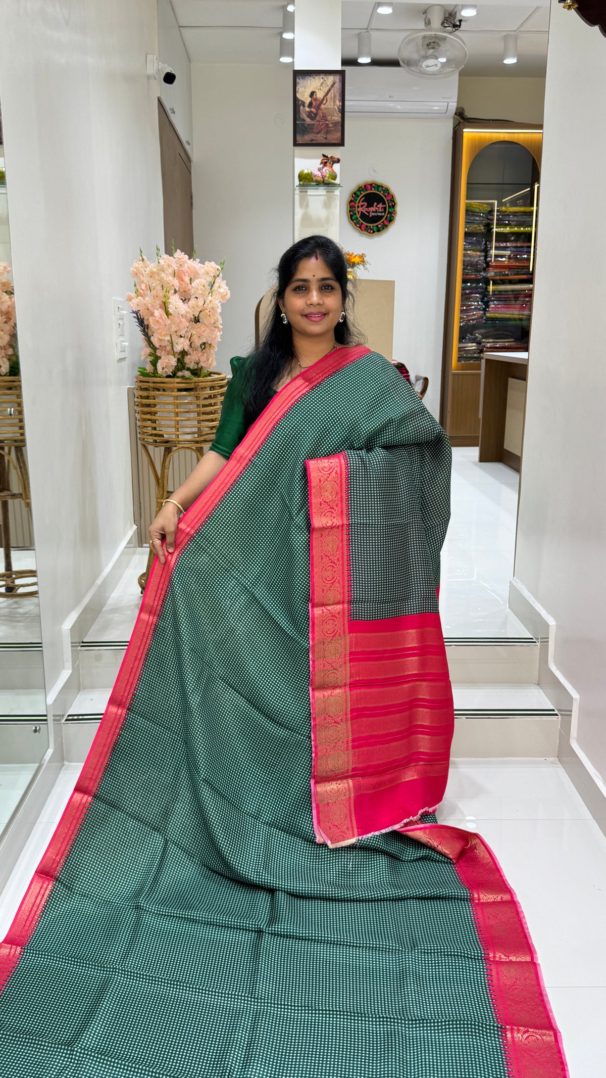 Checks Semi Mysore Silk Saree