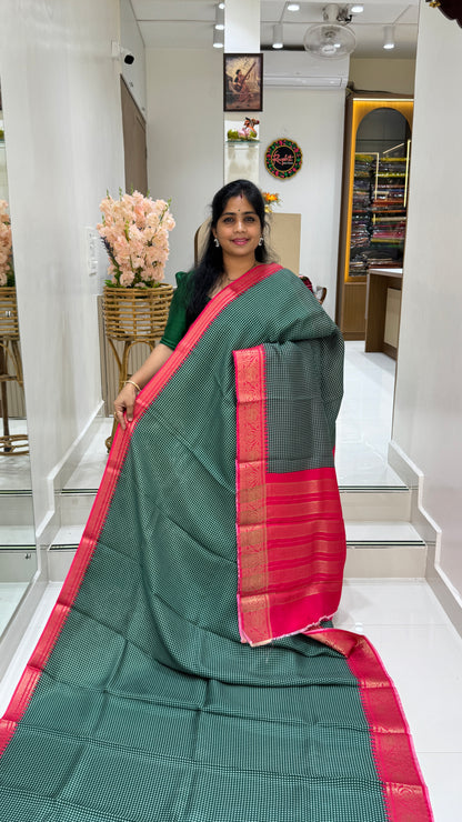 Checks Semi Mysore Silk Saree