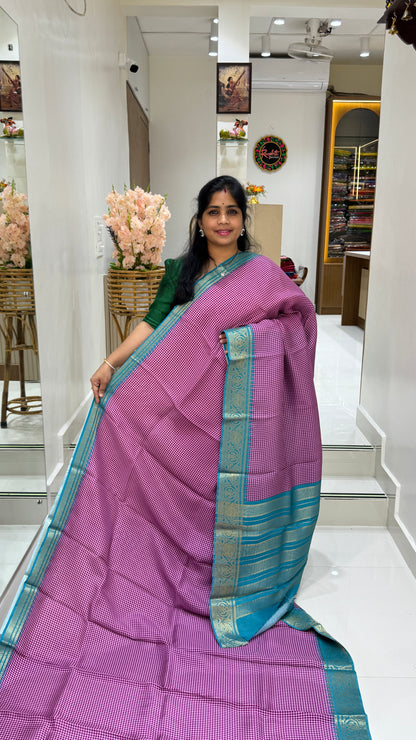 Checks Semi Mysore Silk Saree