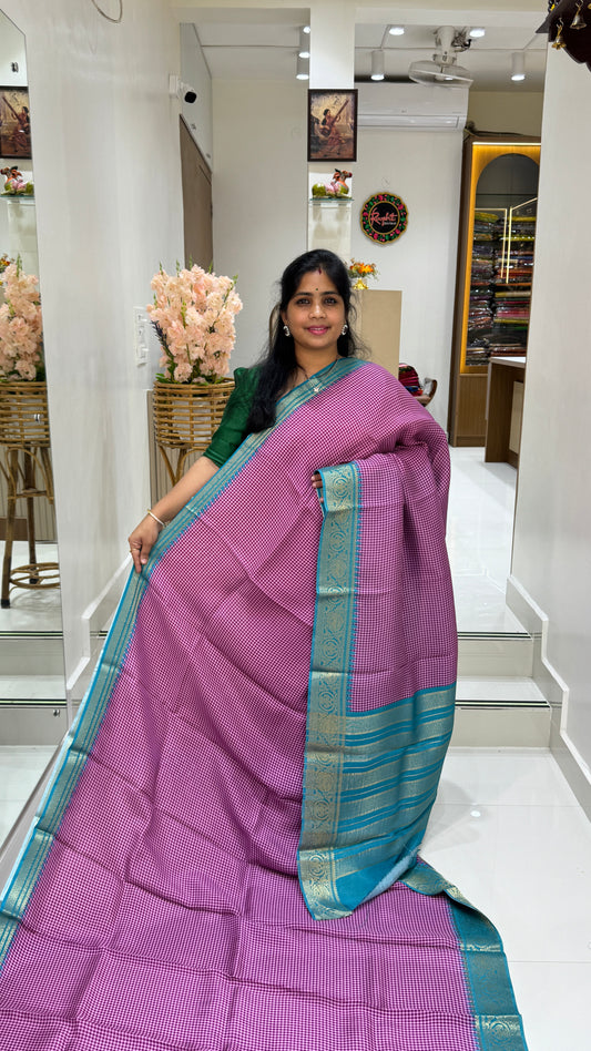Checks Semi Mysore Silk Saree
