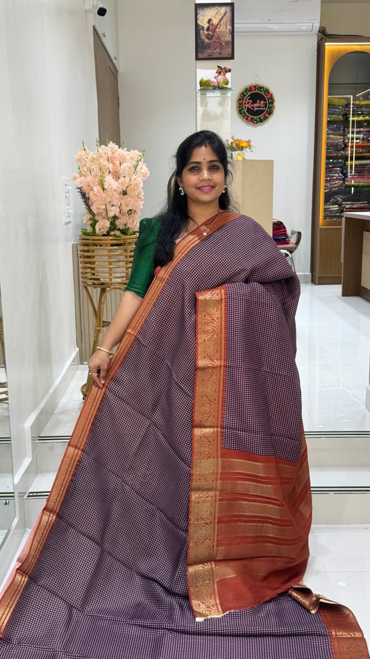 Checks Semi Mysore Silk Saree