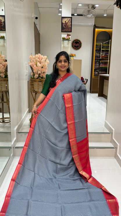 Checks Semi Mysore Silk Saree
