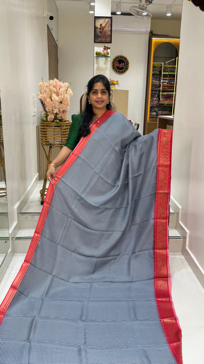 Checks Semi Mysore Silk Saree