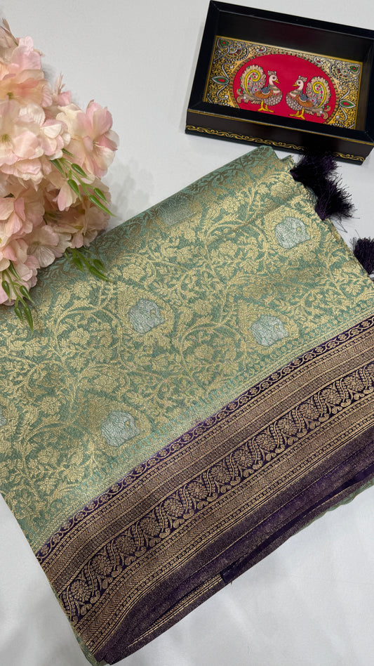 Brocade Crepe Georgette Saree