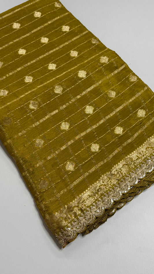 Banaras Wrinkle Geogrette Saree